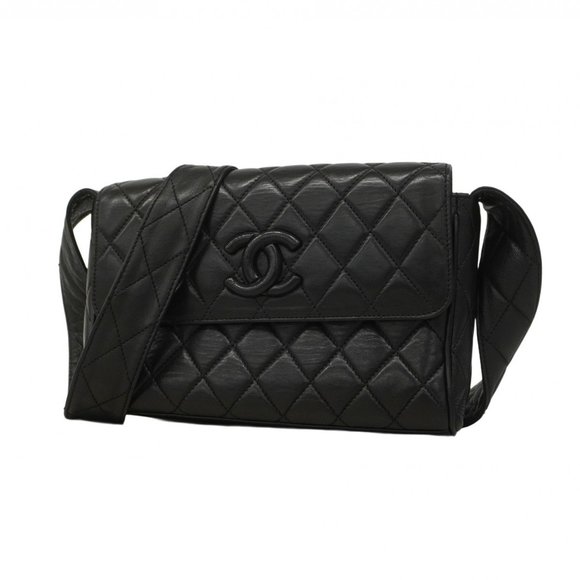CHANEL Black Lambskin Leather Shoulder Bag - Picture 1 of 16